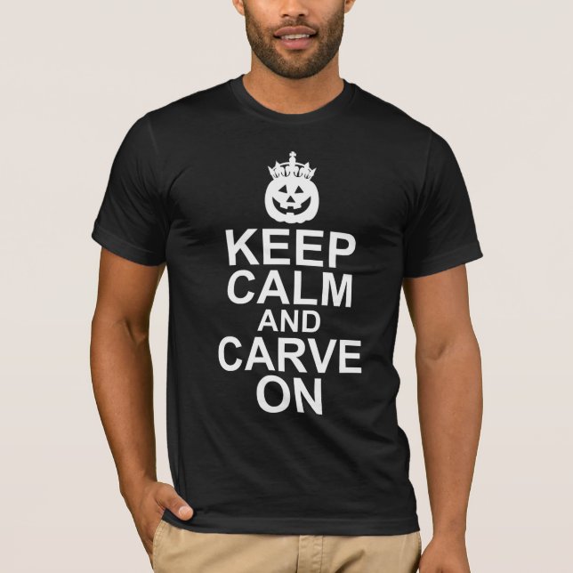 T-shirt Restez calme et caresser sur le Citrouille d'Hallo (Devant)