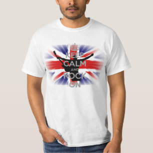 T-shirt Restez calme et Rock sur UK Drapeau The Union Jack