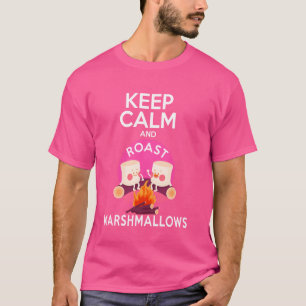 T-shirt Restez Calme Et Rôti Marshmallows Camping Trekking