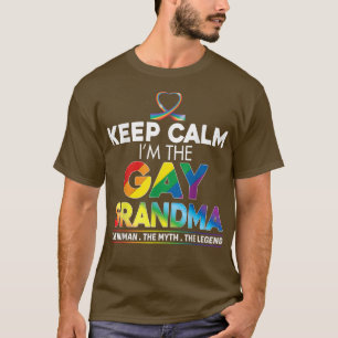 T-shirt Restez calme Je suis la grand-mère gay Rainbow Rib