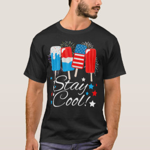 T-shirt Restez Cool Popsicle Drapeau américain 4 juillet P