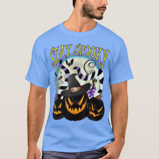 T-shirt Restez Éffrayant Black Halloween Citrouille Moon 2