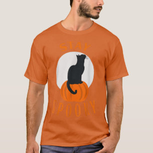 T-shirt Restez Éffrayant Chat noir mignon assis sur Hallow