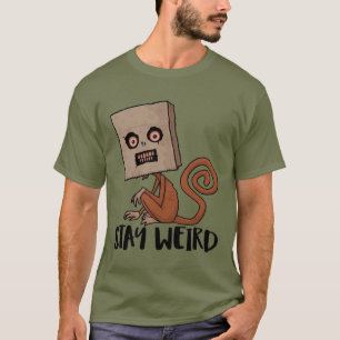 T-shirt Restez Étrange Singe De Sacoche