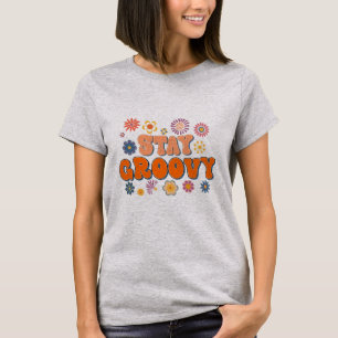 T-shirt Restez Groovy Fleur Power Rétro des années 60