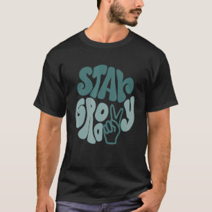 T-shirt Restez Groovy Signe De Paix Amour Rétro 60S 70S 80
