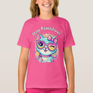 T-shirt 🐱 ✨ Restez Pawsitive - Le Cutest Cat Tee for Girl