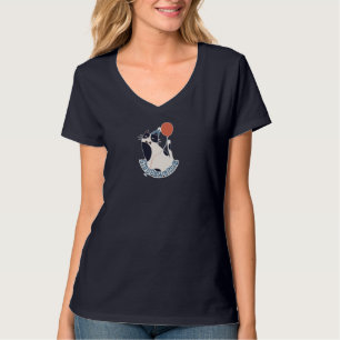 T-shirt Restez Positive Femme V-Neck Tuxedo Chat Anniversa