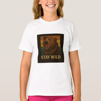 T-shirt Restez sauvage Graphique animal Vintage pour l'amo