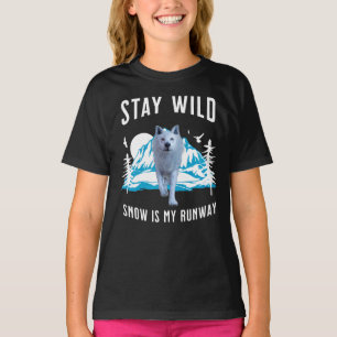 T-shirt Restez Sauvage La Neige Est Ma Piste Loup Art