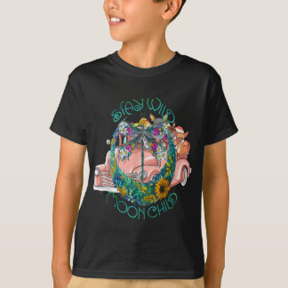 T-shirt Restez sauvage lune enfant dragonfly amants cadeau