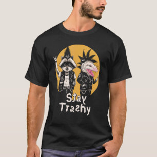 T-shirt Restez Trashy Opossum Raccoon Rock