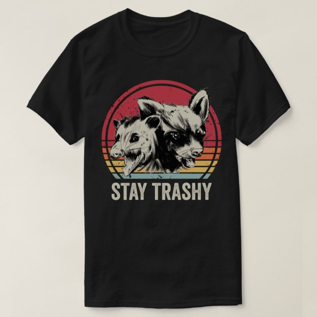 T-shirt Restez Trashy Possum Et Raccoon (Design devant)