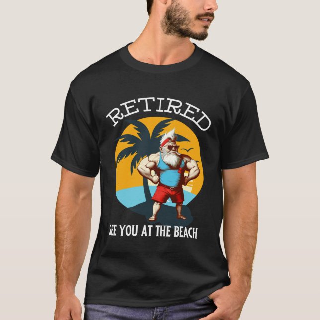 T-shirt Retired Gnome Retro Buff Gnome The Beach Dad Gnome (Devant)