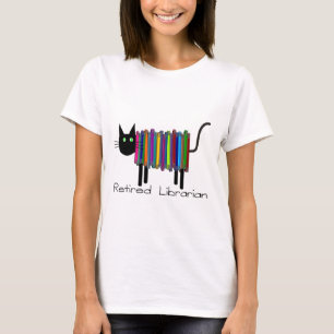 T-shirt Retired Librarian Book Cat Gifts