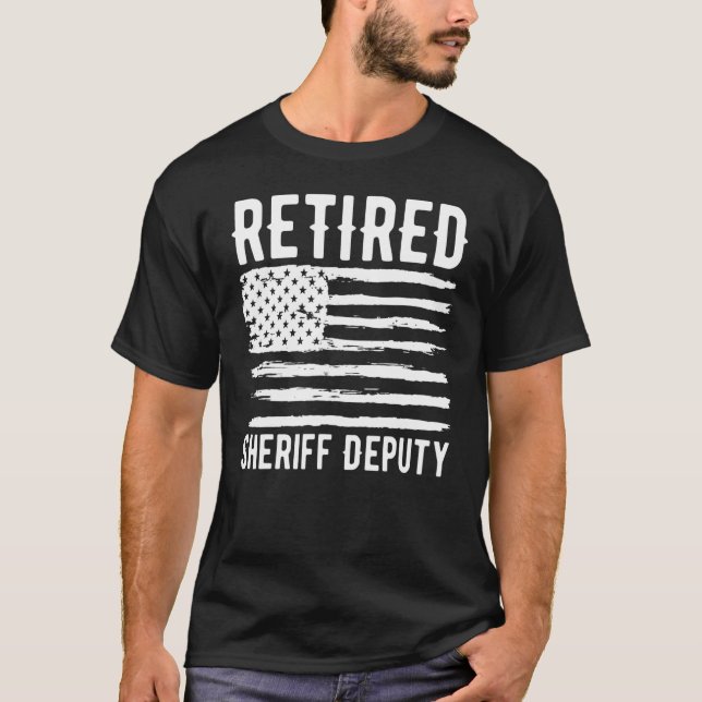 T-shirt Retired Sheriff Deputy Profession American Flag (Devant)