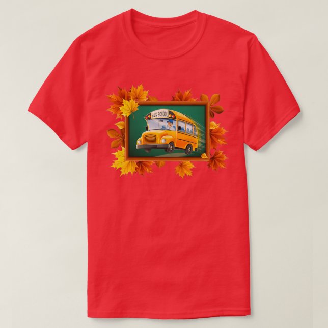 T-shirt Retour à l'autobus scolaire en noir (Design devant)