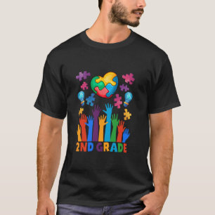 T-shirt Retour À L'École 2E Année Puzzles Coeur Autisme Aw
