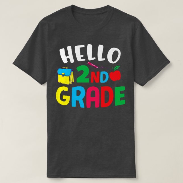 T-shirt Retour à l'école-bonjour 2e année (Design devant)