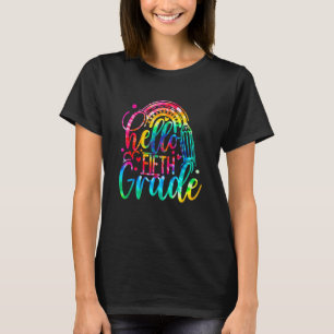 T-shirt Retour À L'École Bonjour Cinquième Année Rainbow T