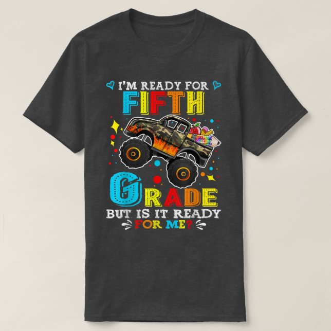 T-shirt Retour à l'école Camion Monster Je suis prêt pour  (Design devant)