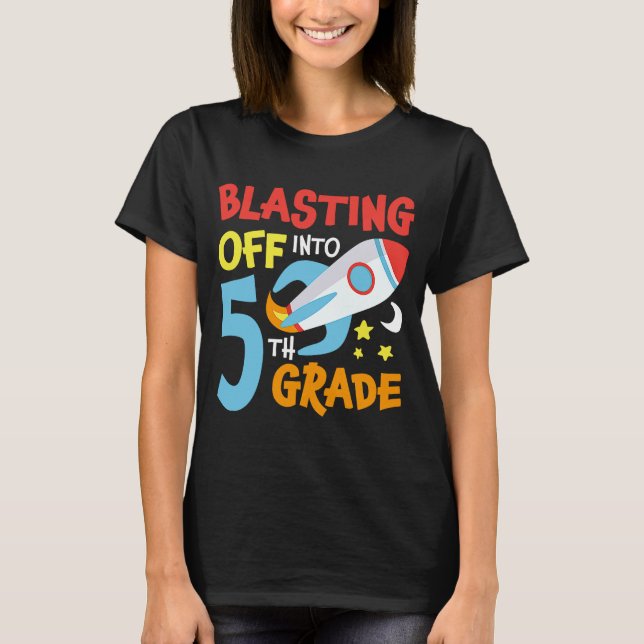 T-shirt Retour À L'École En 5E Année Espace R (Devant)