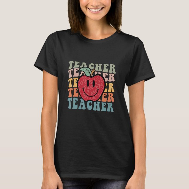 T-shirt Retour À L'École Enseignant Apple Smile Le Jour De (Devant)