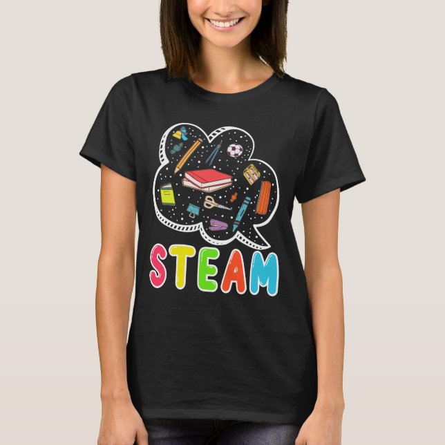 T-shirt Retour À L'École Enseignant Cadeau VAPEUR Graphiqu (Devant)