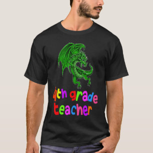 T-shirt Retour à l'école Enseignant de 4e année Dragon épi
