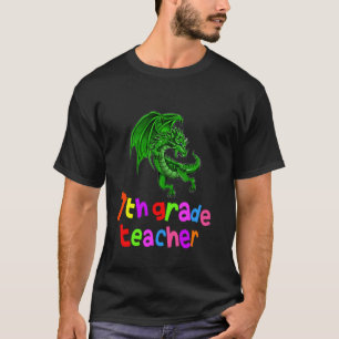 T-shirt Retour à l'école Enseignant de 7e année Dragon Épi