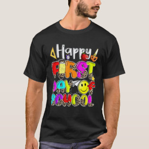 T-shirt Retour à l'école Enseignant Élève Heureux Premier
