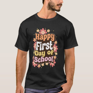 T-shirt Retour À L'École Enseignant Enfant Joyeux Premier 