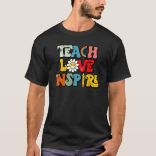 T-shirt Retour à l'école Enseigner l'amour Inspirer Rétro