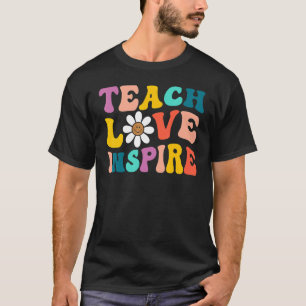 T-shirt Retour À L'École Enseigner L'Amour Inspirer Retro