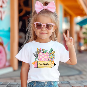 T-shirt Retour à l'école Filles Nom Premier jour de l'écol
