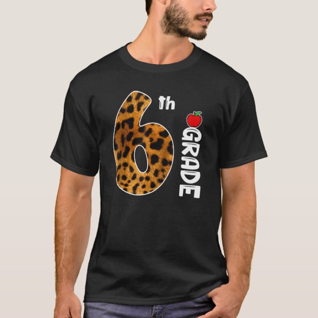 T-shirt Retour À L'École Leopard De 6E Année Pour La Stitu (Devant)