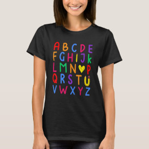T-shirt Retour À L'École Lettres Alphabet Hi Enseignants G