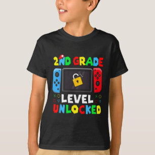 T-shirt Retour à l'école Niveau 2e année Débloqué Enfants
