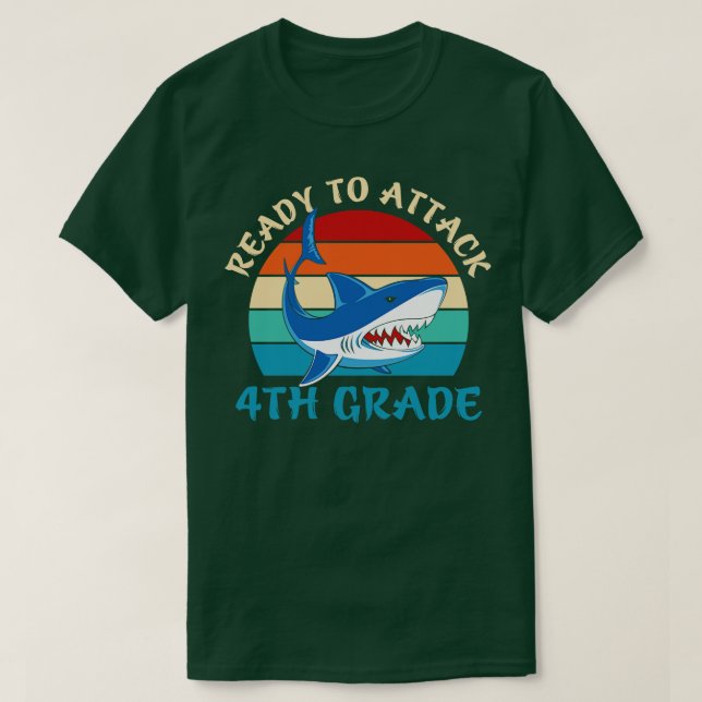 T-shirt Retour à l'école prêt à attaquer 4e année (Design devant)