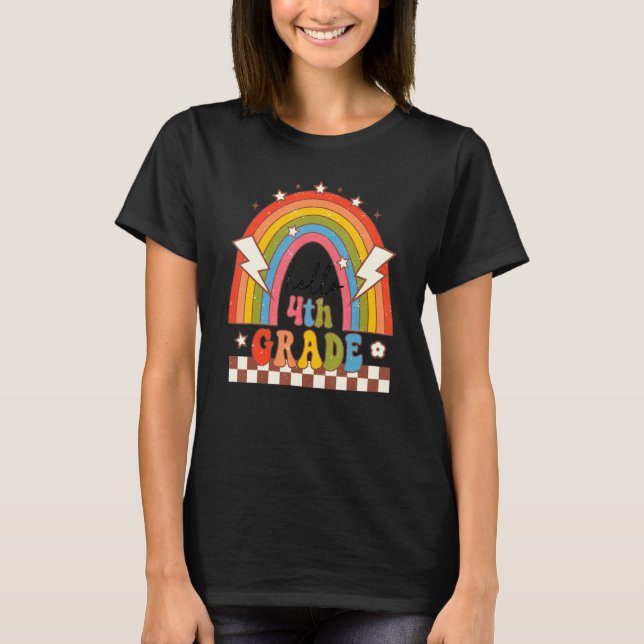 T-shirt Retour À L'École Prêt À Écraser 4E Grade Rainbow T (Devant)