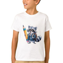 Retour à l'école Raccoon -Aquarelle Raccoon élève