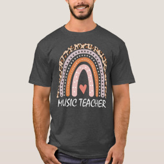 T-shirt Retour À L'École Rainbow Leopard Cute Music Enseig