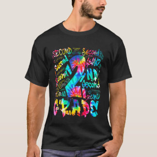 T-shirt Retour à l'école seconde 2e année Tie Dye typograp