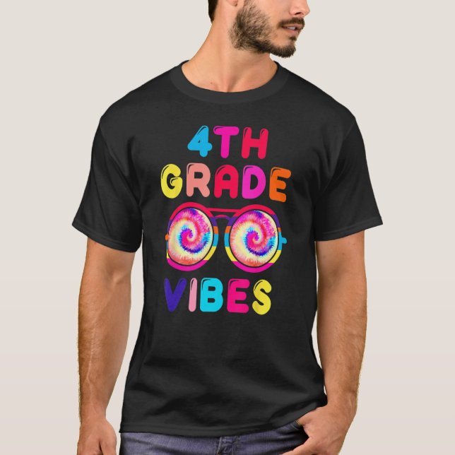 T-shirt Retour À L'École Vibes De 4E Année Tie Dye Lunette (Devant)