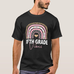 T-shirt Retour À L'École Vibes De 5E Année Ciel Thé Léopar