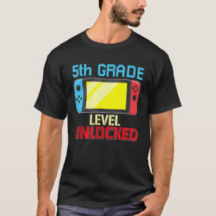 T-shirt Retour à l'école Vidéo Gamer 5e niveau Déverrouill