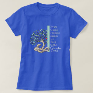 T-shirt RETOUR AU JARDIN Christian Gospel Bleu Court