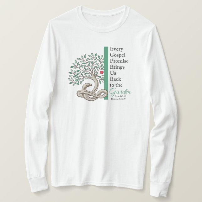 T-shirt RETOUR AU JARDIN Évangile Chrétien Blanc Long (Design devant)