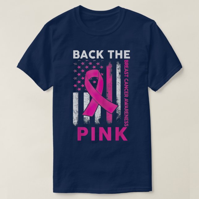 T-shirt Retour Conscience du cancer du sein rose Fla améri (Design devant)