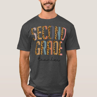 T-shirt Retour en deuxième année à l'école Leopard Pour le